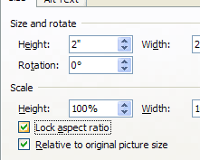 Berikutnya centang Lock Aspect Ratio dan Relative to Original Picture Size.