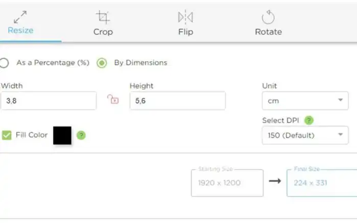 Berikutnya klik By Dimensions > Pixels > CM dan masukkan ukuran lebar dan tinggi seperti di atas.