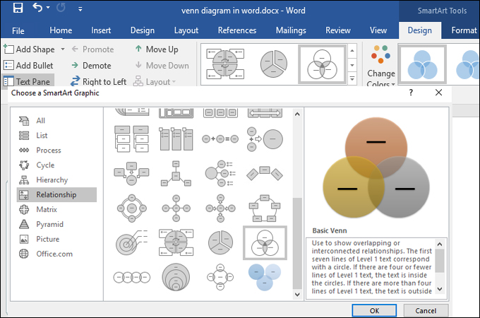 Cara Memindahkan Lingkaran Diagram Venn Word