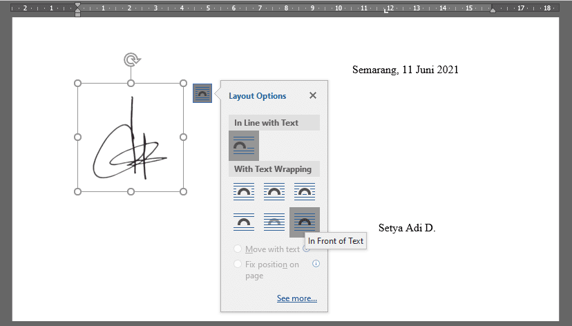 Cara Menempatkan File Tanda Tangan di Atas Text