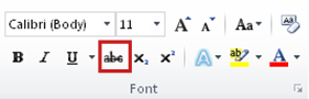 Di bagian font, klik ikon abc untuk menerapkan turus.