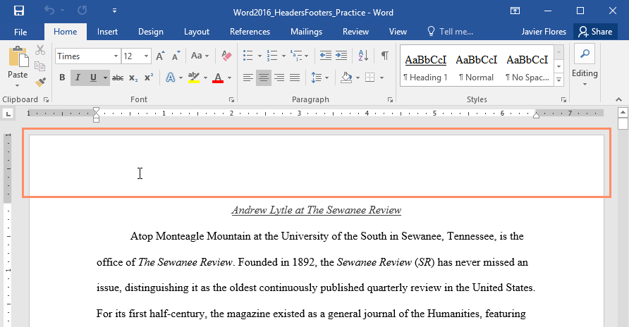 Fungsi Header dan Footer di Microsoft Word