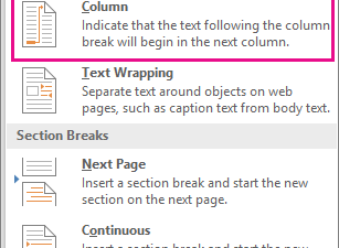 Jika sudah, klik menu “Layout” dan pilih submenu “Breaks” serta opsi “Column” yang ada di dalamnya.