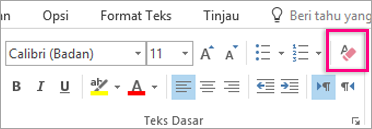 Pada menu Edit di Ms Word, klik Hapus. Kemudian pilih Hapus Pemformatan. Nantinya teks tersebut akan kembali ke format aslinya.