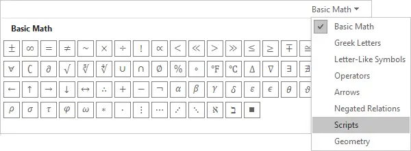 Pilih opsi menu Equation.