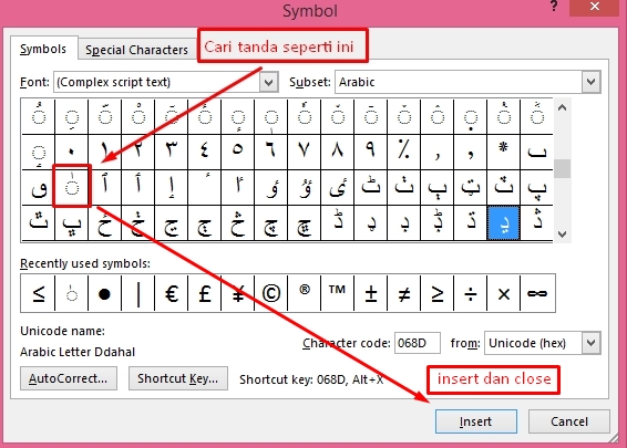 Selanjutnya, di kolom Subset gunakan pilihan Arabic.