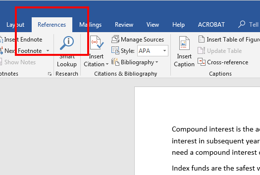 Selanjutnya, ketuk tab Reference.