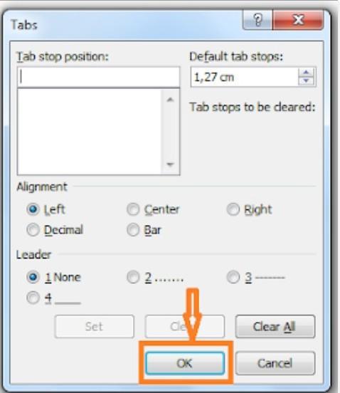 Silahkan kamu lihat kolom bagian tab stop position.