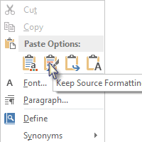 Keep Source Formatting- pilihan ini digunakan jika ingin menjaga keseluruhan format teks asal yang akan di salin