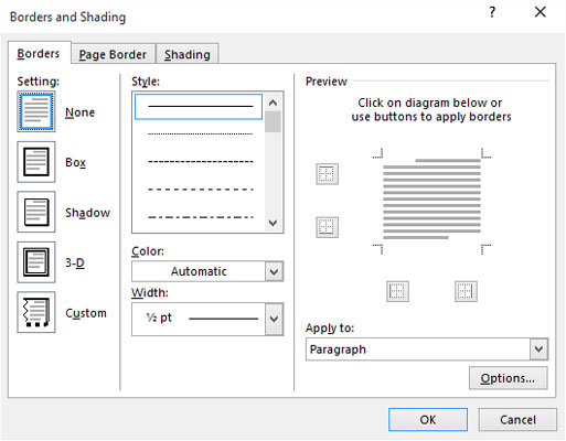 Kemudian klik Borders and Shading