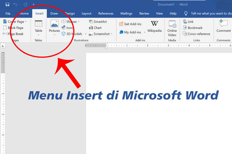 Klik pada bagian menu Insert yang ada di deret Toolbar