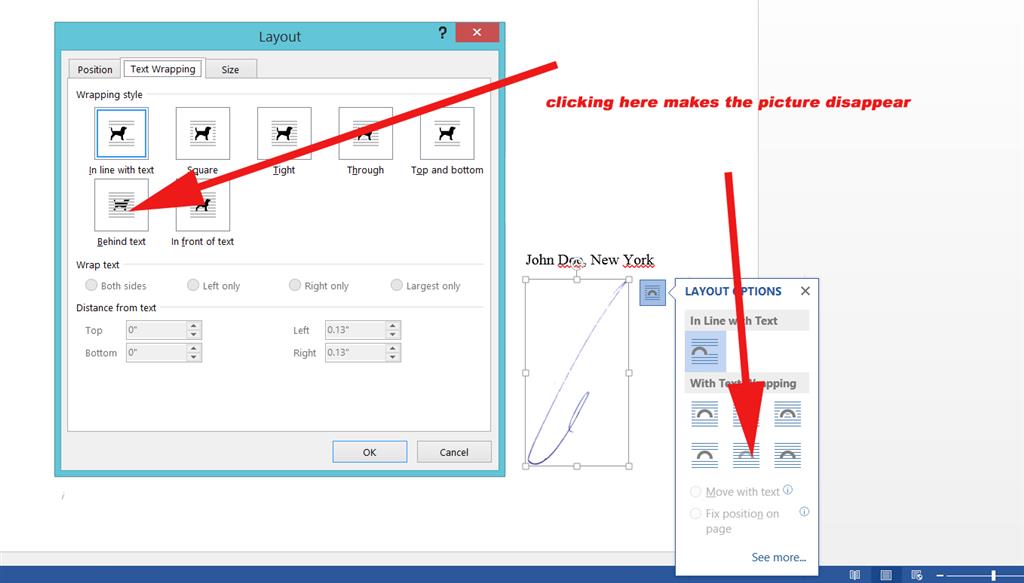 Klik pada file gambar yang disukai, kemudian tekan tombol insert. Klik kanan pada gambar, lalu pilih wrap text dan klik opsi behind the text