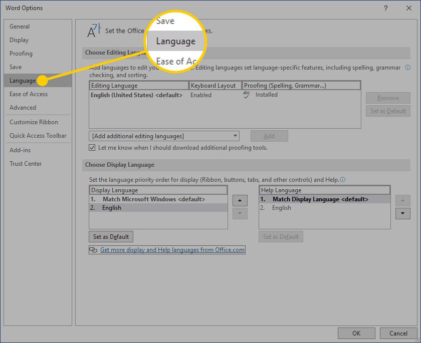 Klik pada pilihan Language Settings