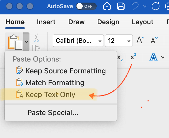 Pada pengaturan Paste within the same document diubah menjadi Keep Text Only