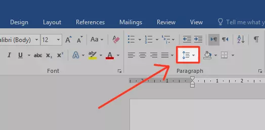 Pilih ikon Spasi Baris dan Paragraf pada tab Home