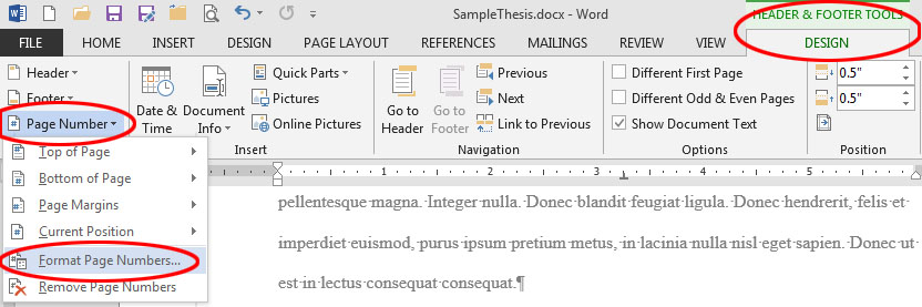 Pilih menu page number dan lanjutkan dengan memilih opsi format page number