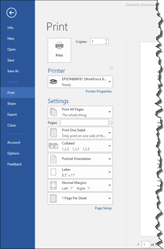 Selanjutnya, ketuk Properties lalu pilih Properties Printer