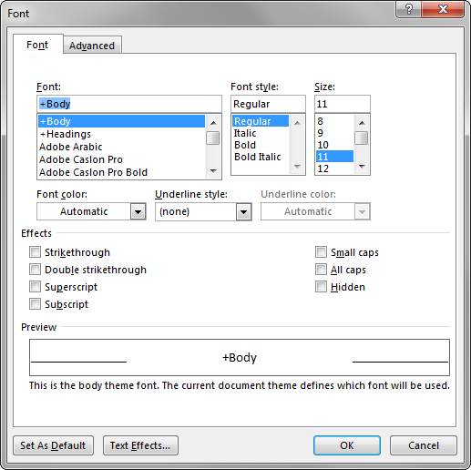 Selanjutnya klik pada Peluncur Kotak Dialog Font