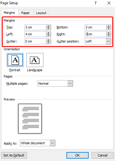 Selanjutnya, silahkan juga untuk mengatur margins dari yang awalnya 0 menjadi 1