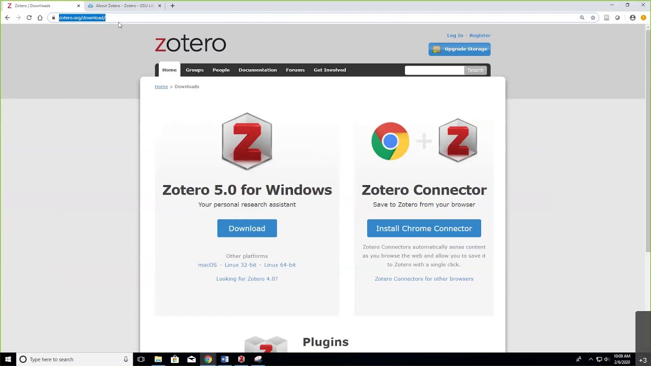 Buka browser web dan kunjungi situs web resmi Zotero di https-::www.zotero.org