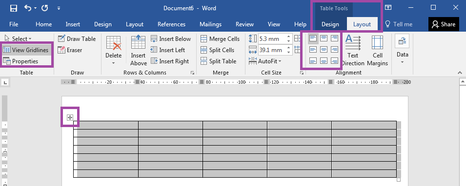 Klik menu Design pada Table Tools