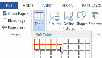 Pilih Insert Table