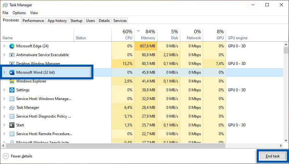 Kemudian barulah mengetik task manager