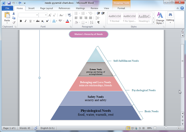 Klik grafik piramida yang terbentuk di halaman Microsoft Word untuk mengaktifkan tab menu Design dan Format