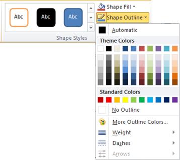 Masuk ke menu tab Format di ujung kanan, kemudian pada bagian Shape Styles pilih opsi Shape Outline untuk mengatur garis pinggir. Jika kamu tidak ingin ada garis pinggirnya maka pilih No Outline