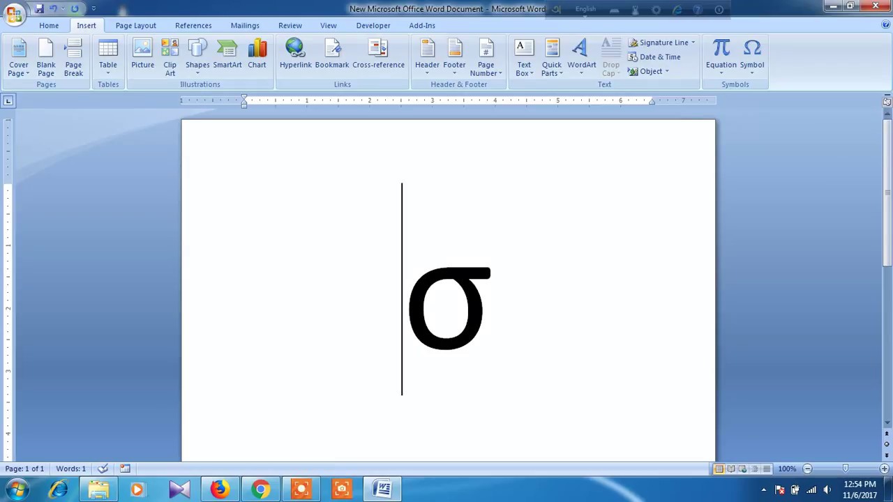 Mengetikkan Kode Pembuat Sigma di Microsoft Word