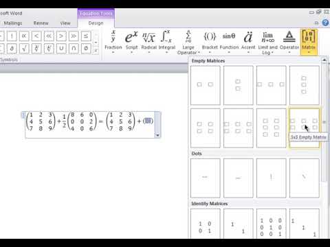 Pada grup menu Structures yang ada di kanan atas, klik opsi Matrix