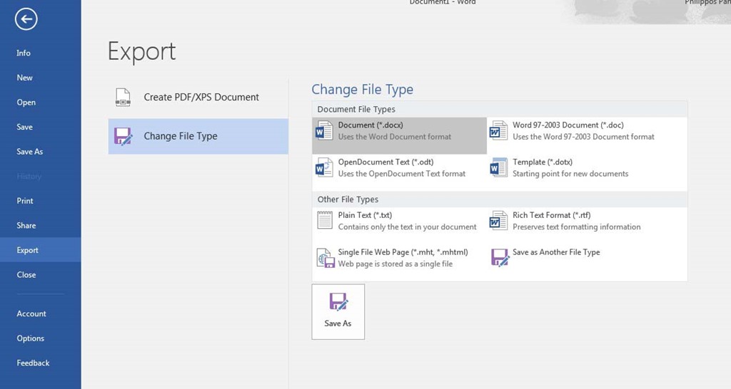 Selanjutnya, pilih opsi 'Change File Type'