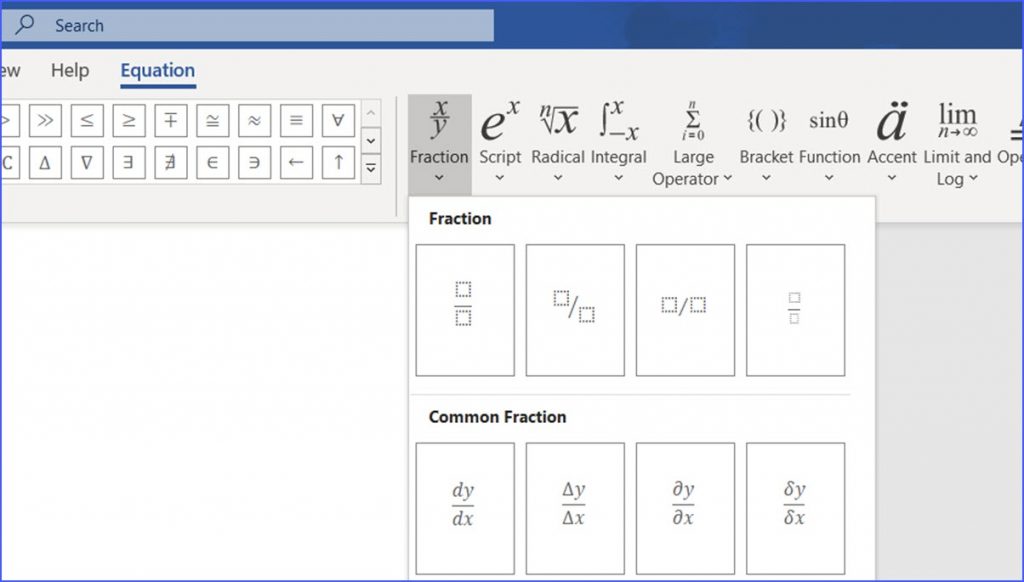 Silakan kamu pilih menu common fraction