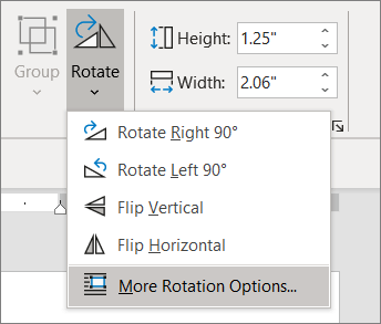 Kemudian klik lagi di bagian Rotate Objects yang ada di kolom Arrange tapi kali ini pilih bagian More Rotation Options