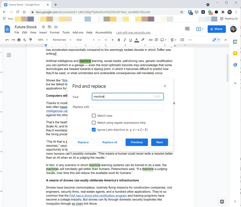 Menghapus Kata yang Sama di Google Docs