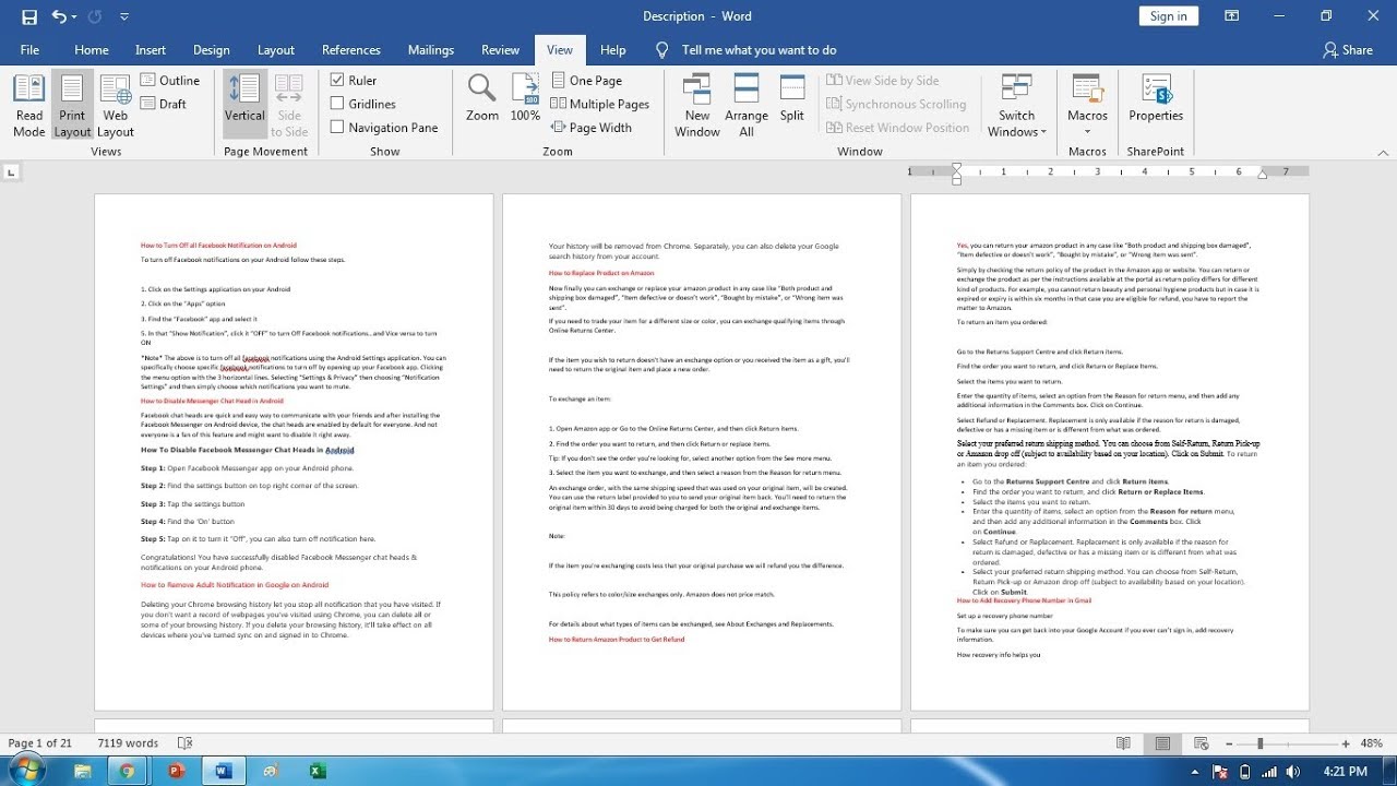 Pada menu Zoom, cara melihat halaman di Word berikutnya adalah dengan memilih submenu Multiple Pages. Microsoft Word akan langsung menampilkan lebih dari satu halaman di layar