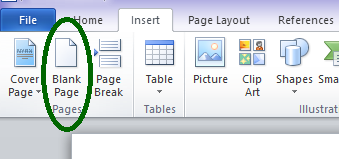 Selanjutnya, buka halaman baru dengan cara membuka tab Insert kemudian memilih Blank Page pada submenu Pages