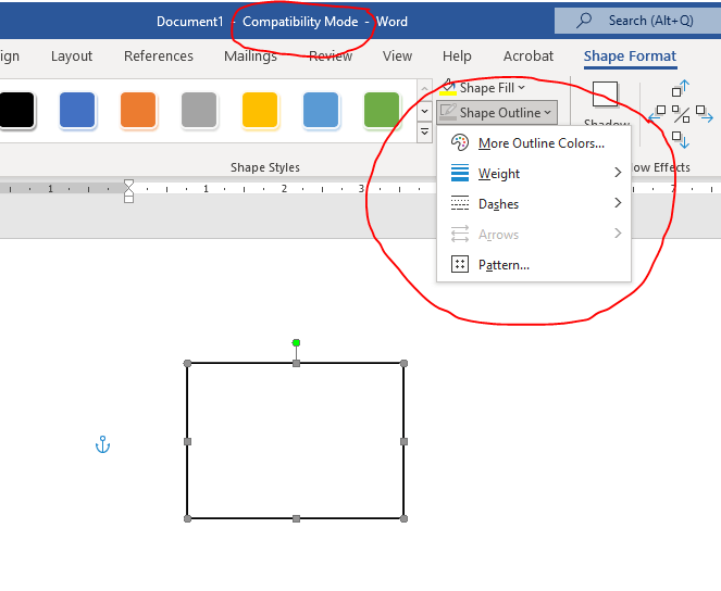 Carilah menu outline shape atau garis luar bentuk. Kemudian pilih ketebalan garis paling rendah