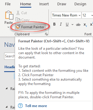 Masuklah ke menu Home dan klik pada fitur format painter cara copy format di word
