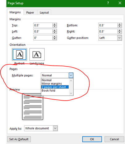 Pada menu Pages, drop down box di sebelah Multiple Pages