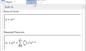 Pilih tab Insert > Equation