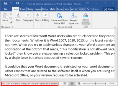 Cara Membuka Selection Locked di Microsoft Word 2016 Aman dan Mudah